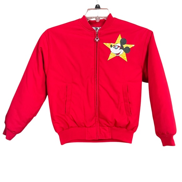 VTG Mickey & Co Red Disney Mickey Mouse Sequin Bomber Youth Jacket Size L - Picture 1 of 7
